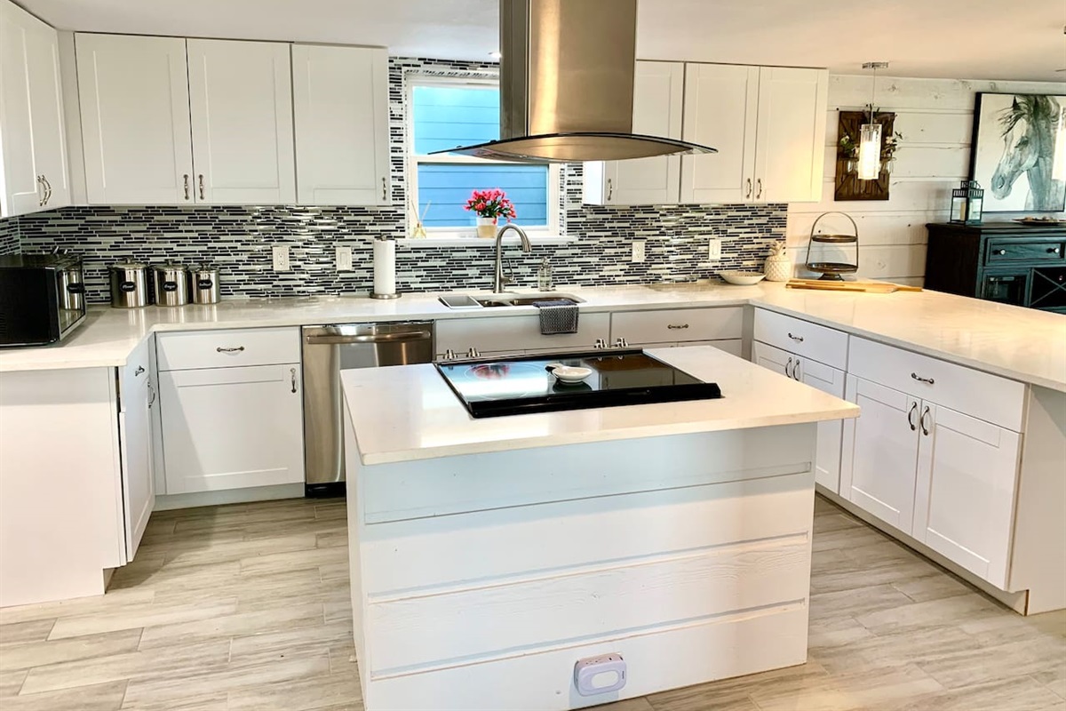 We spend a lot of time in our kitchen. We love the light and airy feel, and lots of space for prepping meals.