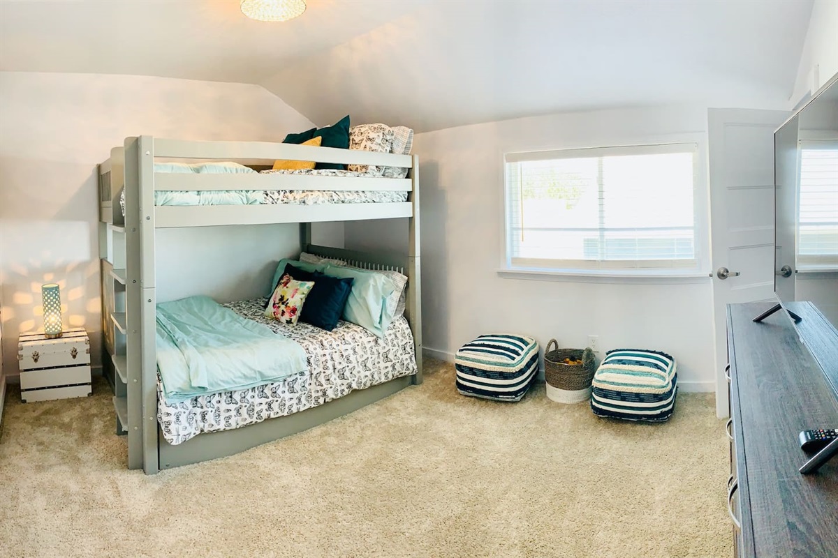 Bedroom 2 (upstairs) connects to bath, in Jack & Jill setup