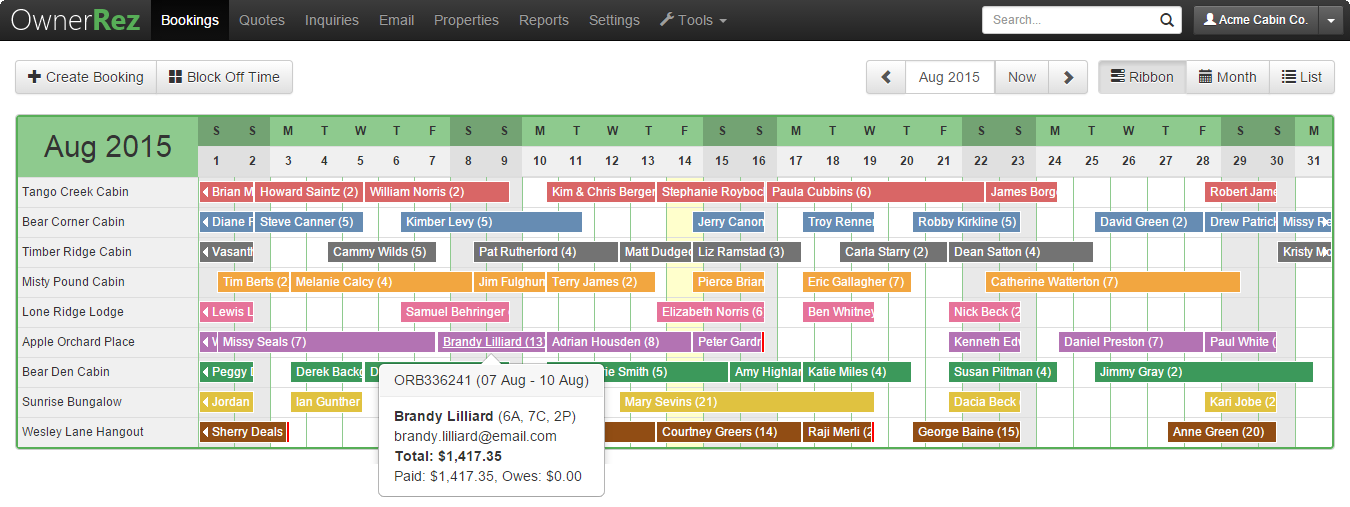 OwnerRez dashboard ribbon